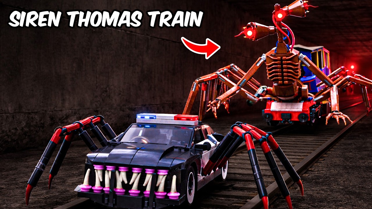 Construyendo el LEGO SIREN THOMAS TRAIN vs Police Car Eater | Brick Trick Español
