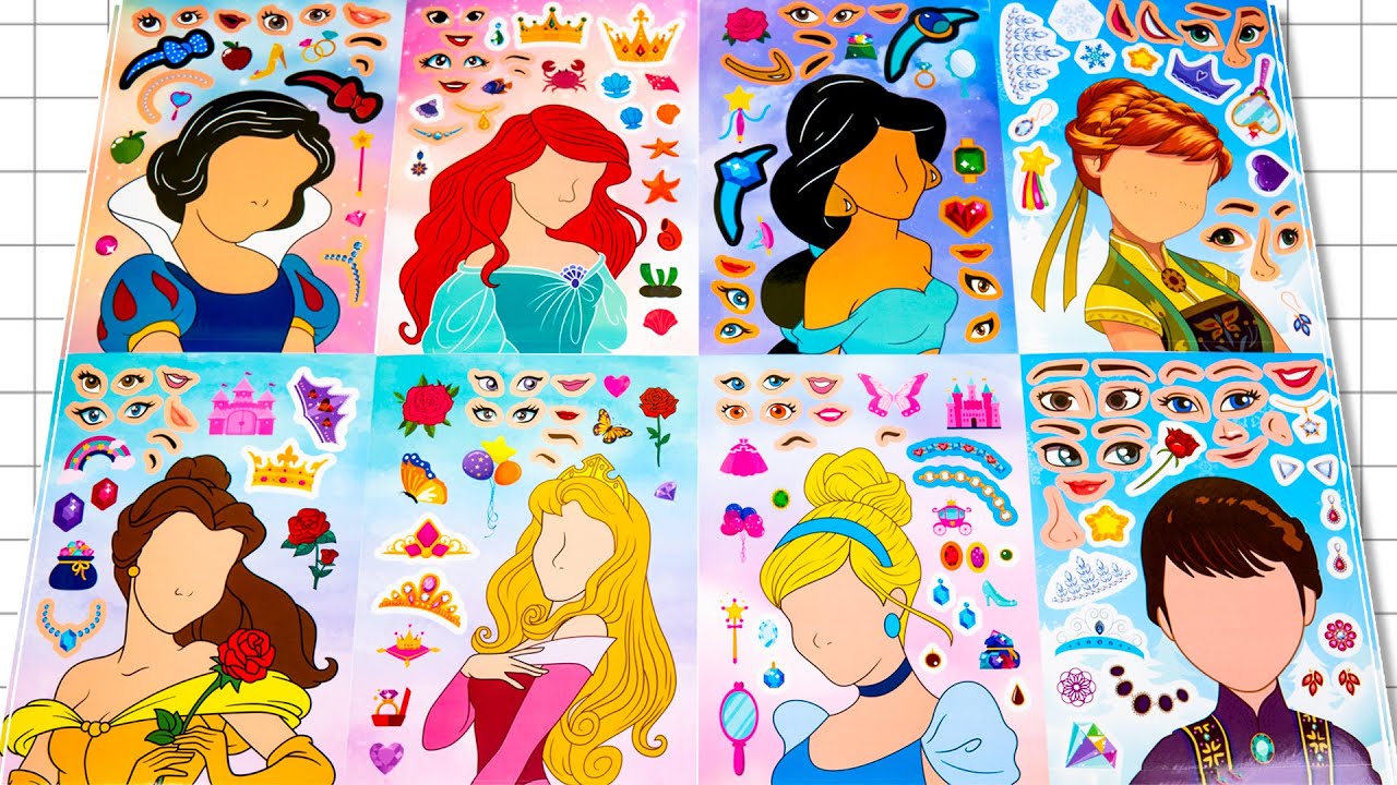 DISNEY PRINCESS STICKER BOOK MAKEOVER | FUN ACTIVITIES WITH CINDERELLA, BELLE, SNOW WHITE & ARIEL!