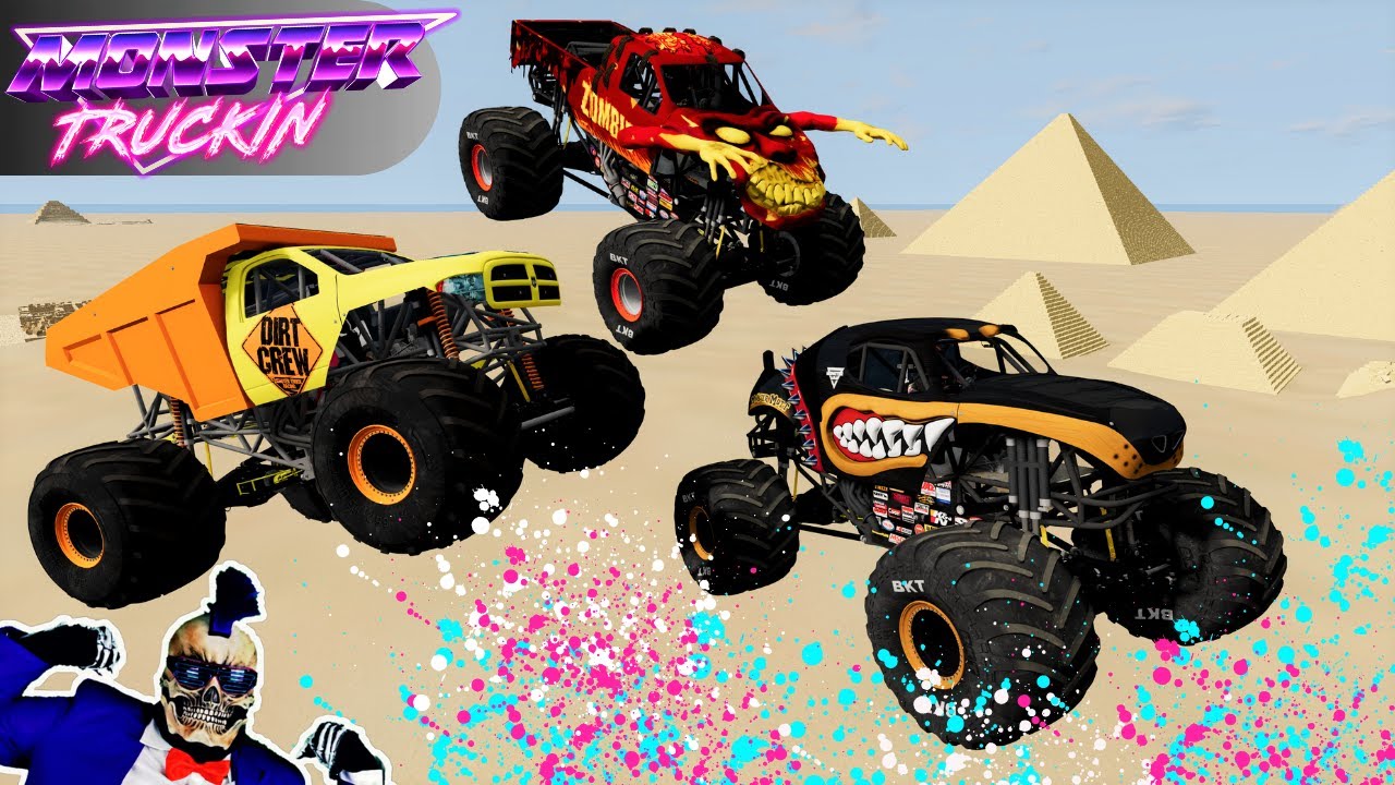 Monster Jam БЕЗУМНЫЕ гонки, фристайл и скоростные прыжки #4 | BeamNG Drive | Grave Digger