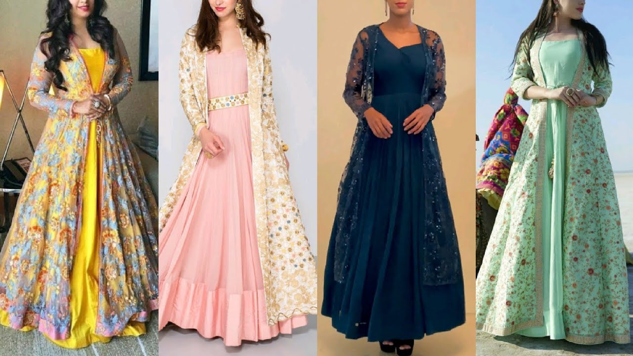 Anarkali Dress With Jacket / Anarkali Kurti With Long Shrug / Anarkali With Long Jacket Ideas