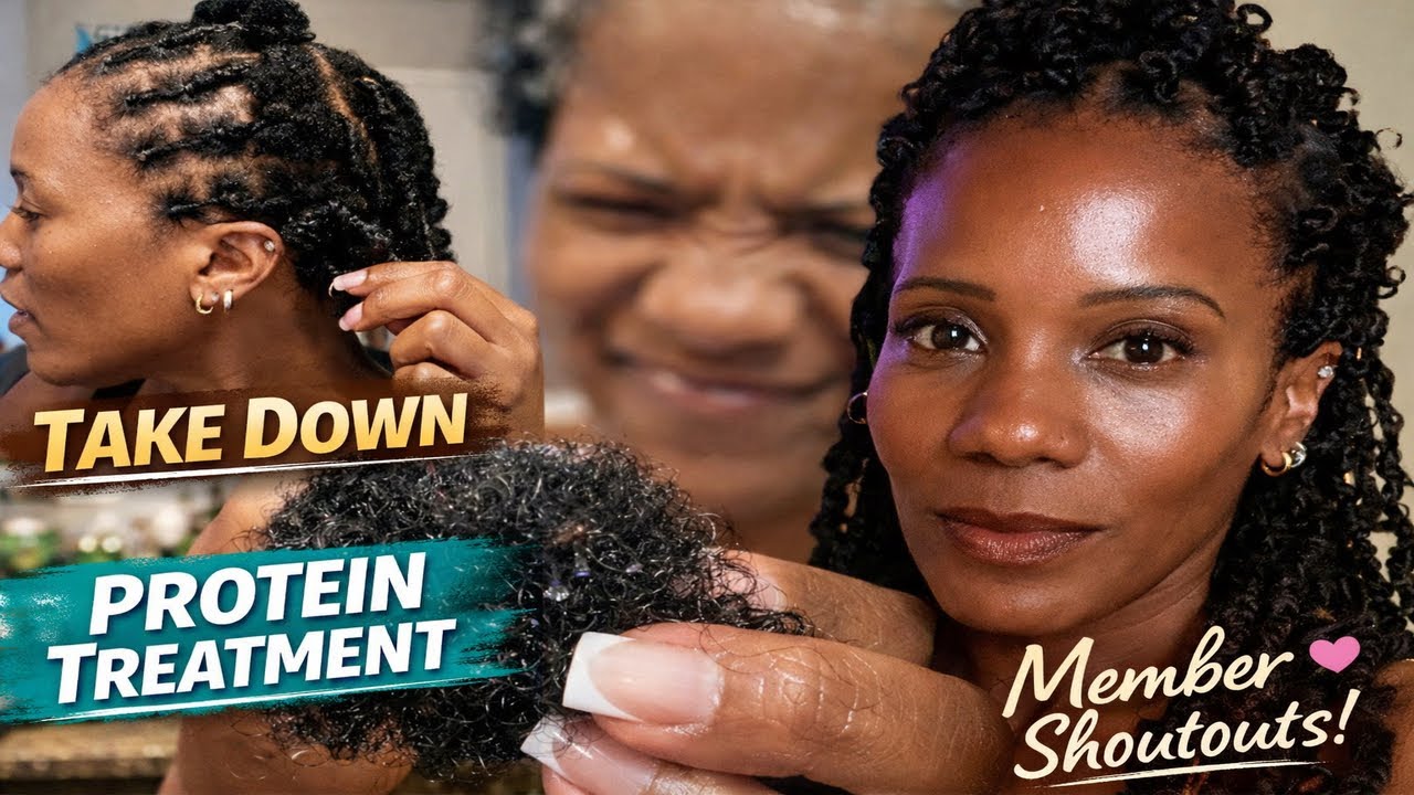 Taking Down My Protective Style + Protein Treatment Routine | Natural Hair Care Day