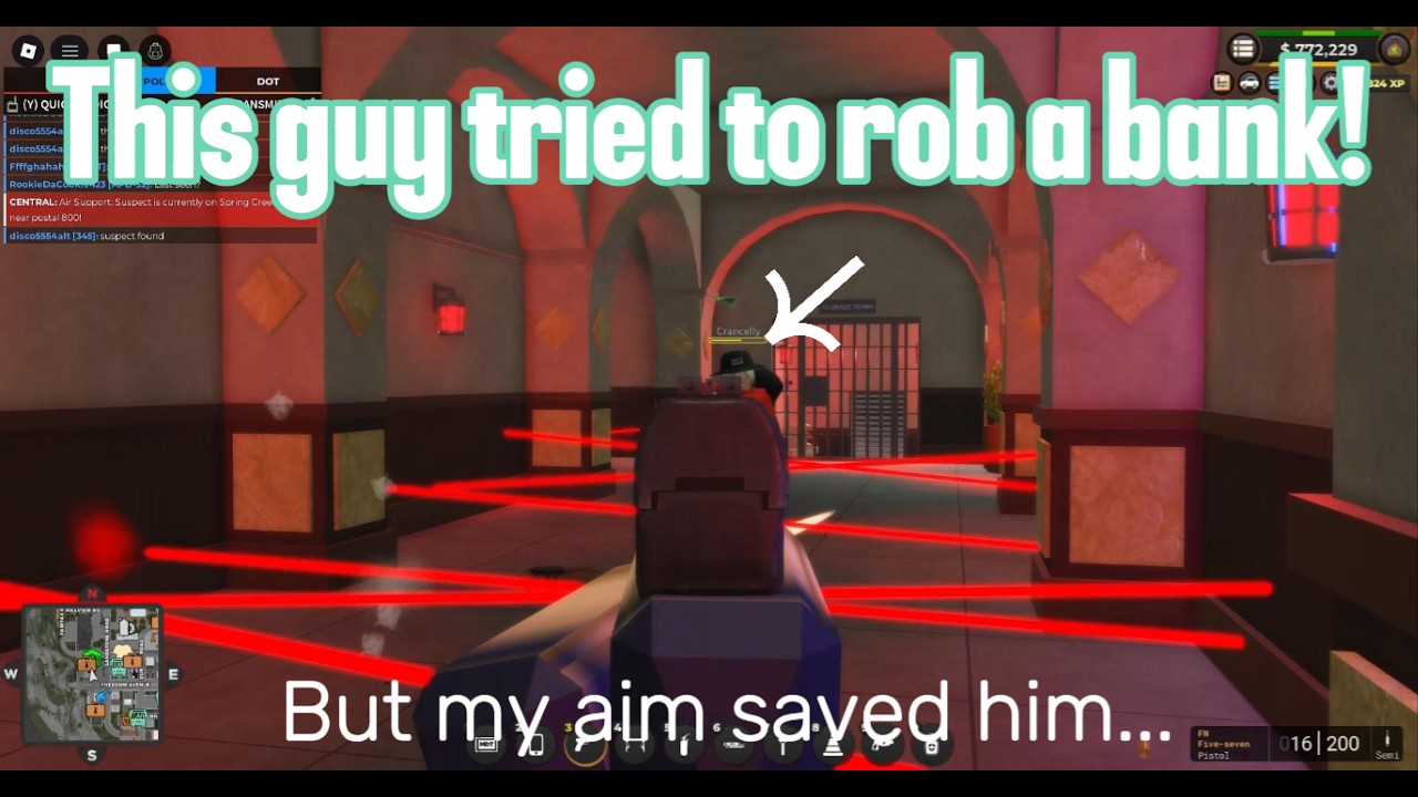 This guy tried to rob the bank! But my aim saved him....