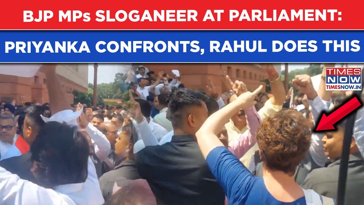 Priyanka Gandhi Vs BJP MPs At Parliament On Cam: Rahul Walks Past, Congress MP Confronts Slogans