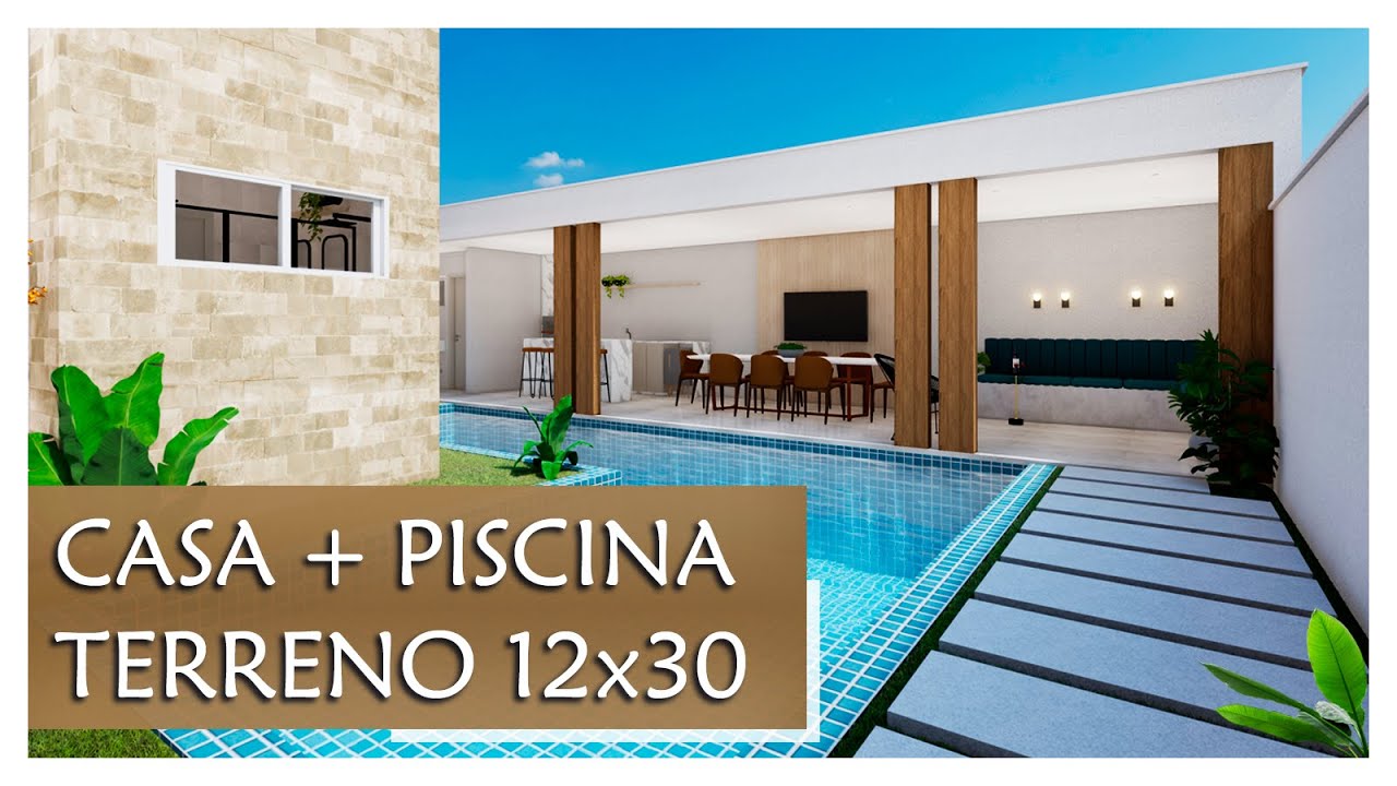 CASA TÉRREA COM PISCINA E EDÍCULA - 3 QUARTOS | TERRENO 12x30 - 195 m²