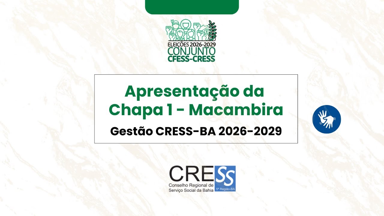 Apresentação das Chapas das eleições CFESS/CRESS para 2026-2029