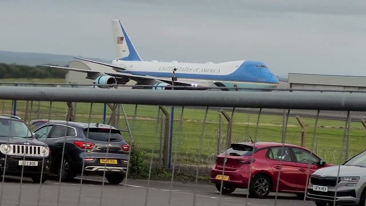 [4K] President Trump Arrives in Scotland for Turnberry Visit | Air Force One Landing