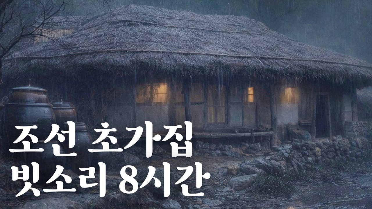 영조 1750년대,비 내리는 조선 초가집 마을의 밤│빗소리와 풀벌레소리 8시간 수면