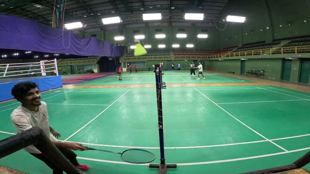 Playing Badminton doubles in Neharu indoor stadium shivamogga : 10/01/26