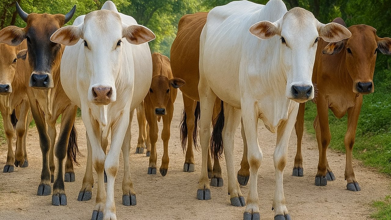 Aktivitas Kawanan sapi yang berjalan rapi menuju kandang, Suara Sapi Moo, Sapi Lucu Yang gemuk