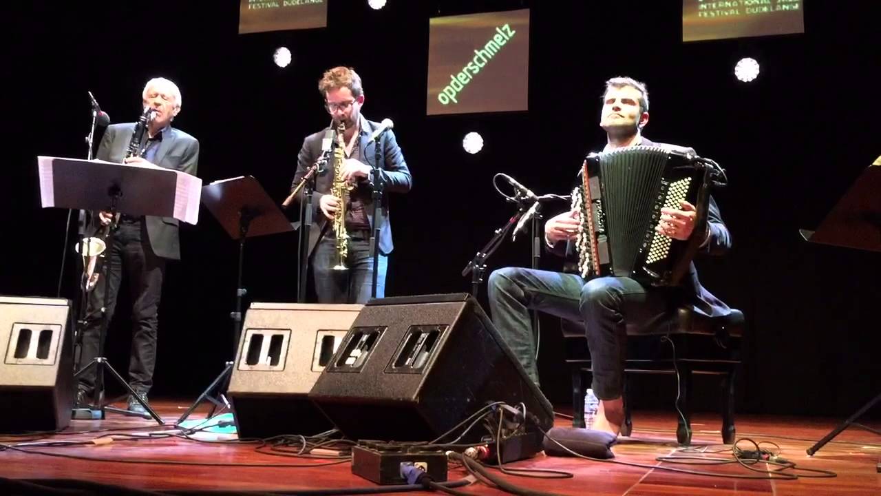 Michel Portal, Emile Parisien und Vincent Peirani am 14.5.2015 in Dudelange, Luxemburg