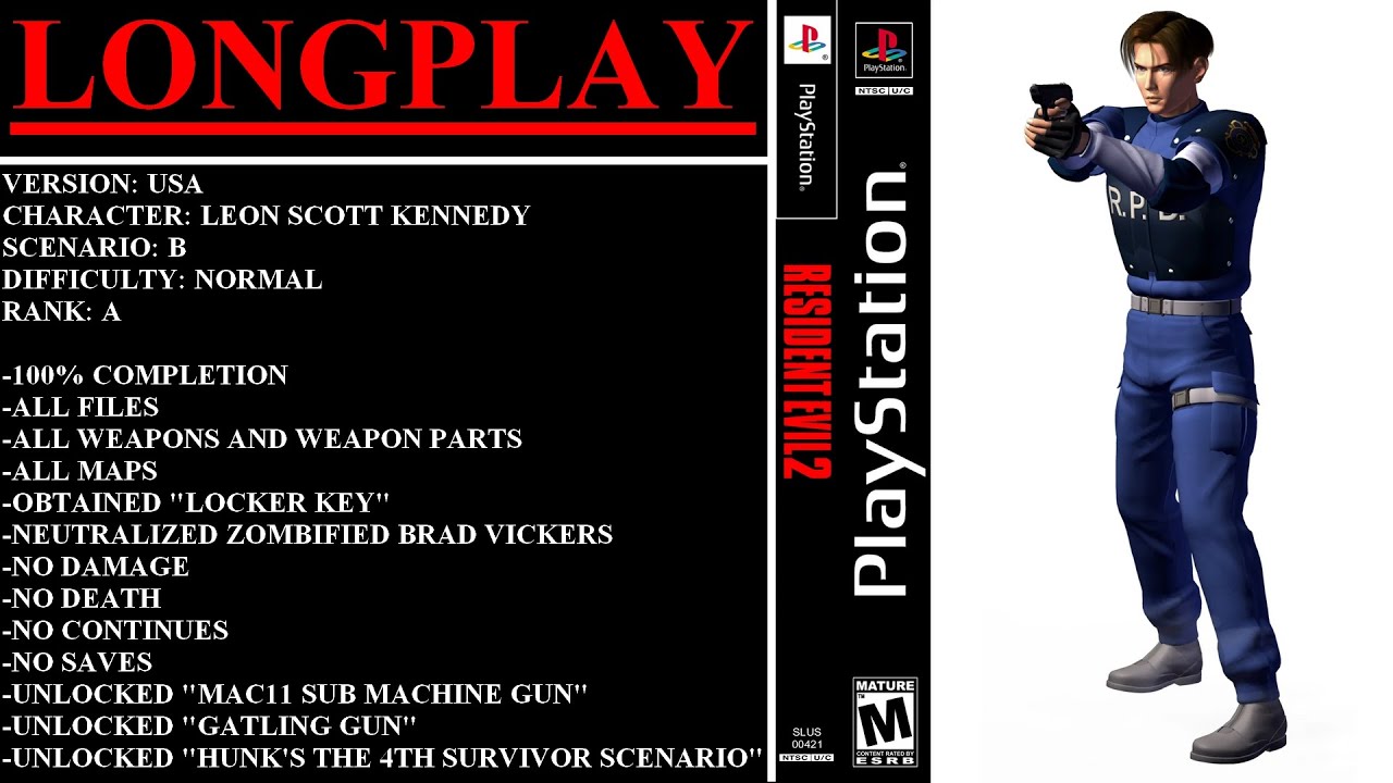 Resident Evil 2 [USA] (PlayStation) - (Longplay - Leon S. Kennedy | Scenario B | Normal Difficulty)