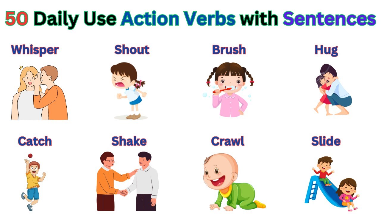 50 Daily Use Action Verbs for Beginners | Action verbs in English with sentences | 