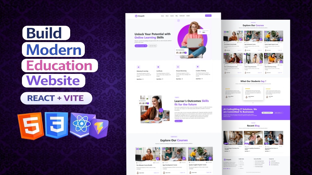 Build Modern Study Website with React JS & Vite ⚡ | Responsive Education Platform | Full Tutorial