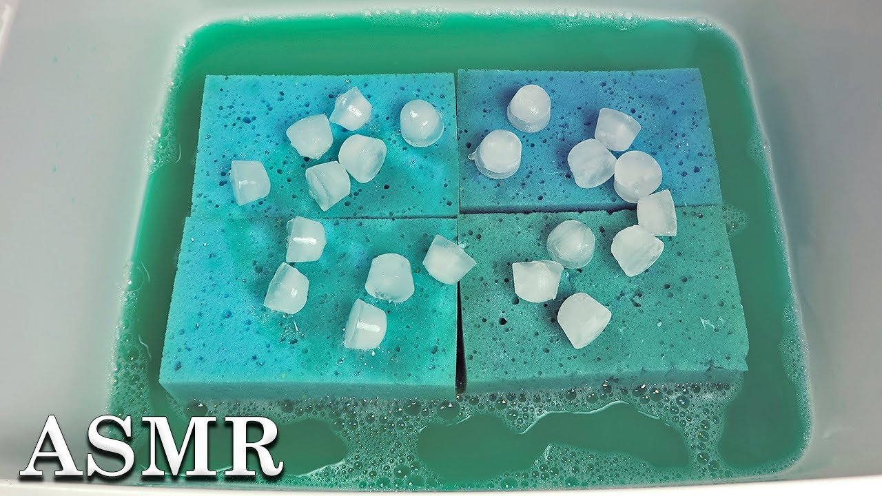 ASMR Sponge Squeezing + ICE 🧊 Oddly Satisfying ASMR ✨