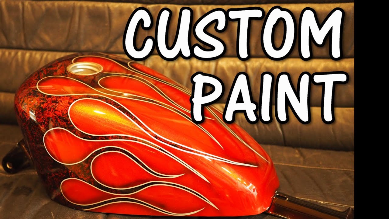 【Custom Paint】Cling wrap paint.Injection sportster tank. Flames and red candy colors.