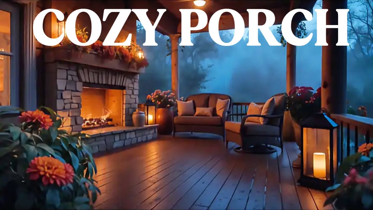 🔴 LIVE 24/7 Rain Sounds for Sleep 🌧️ Cozy Porch & Fireplace Ambience | Steady Rain (No Thunder)