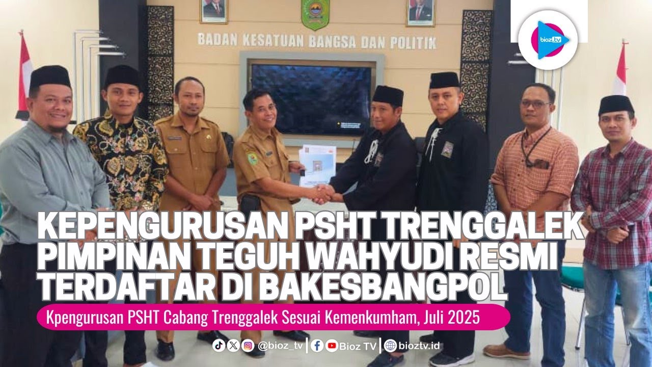 Kepengurusan PSHT Trenggalek Pimpinan Teguh Wahyudi Resmi Terdaftar di Bakesbangpol - bioztv.id