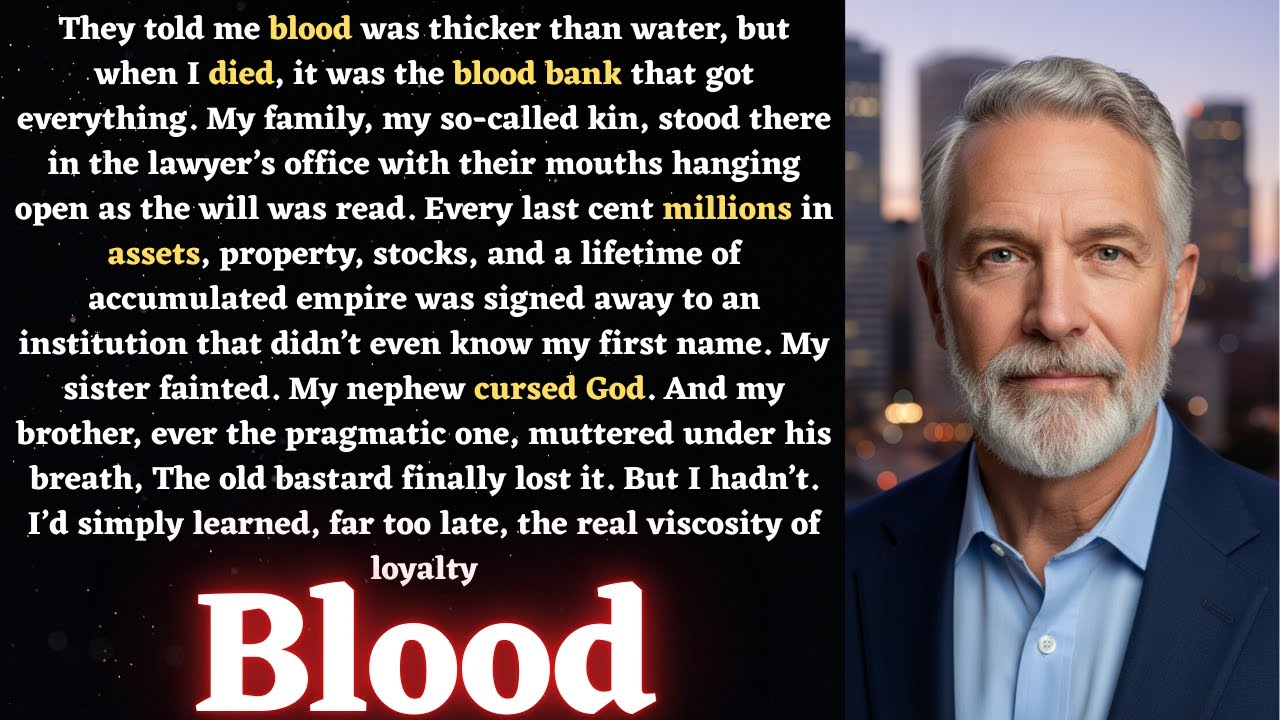 They Said Blood Was Thicker Than Water, So I Left My Entire Fortune to the Blood Bank