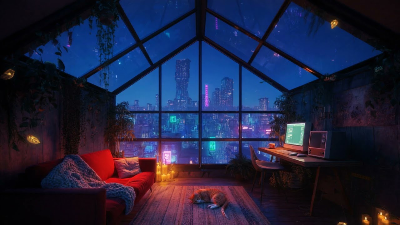 POV: deep focused on top of the world (solarpunk lofi)