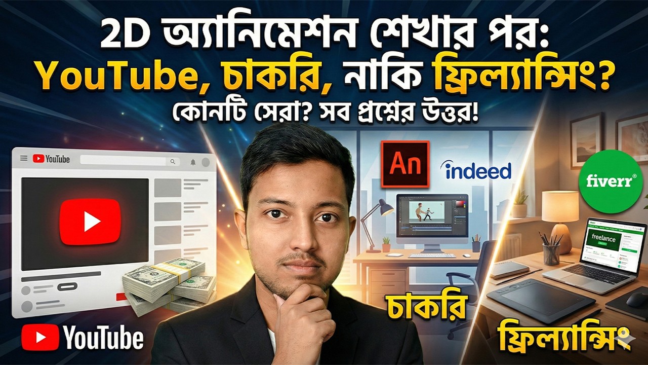 After Learning 2D Animation YouTube vs Job vs Freelance? | অ্যানিমেশন শিখে ক্যারিয়ার অপশন | Class 45