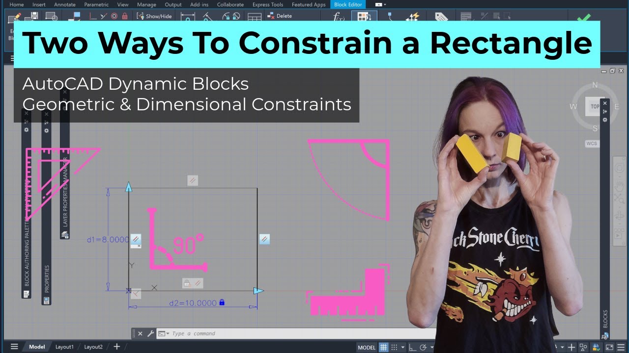 01 - Two Ways To Constrain a Rectangle - Geometric & Dimensional Constraints 101 - Dynamic Blocks