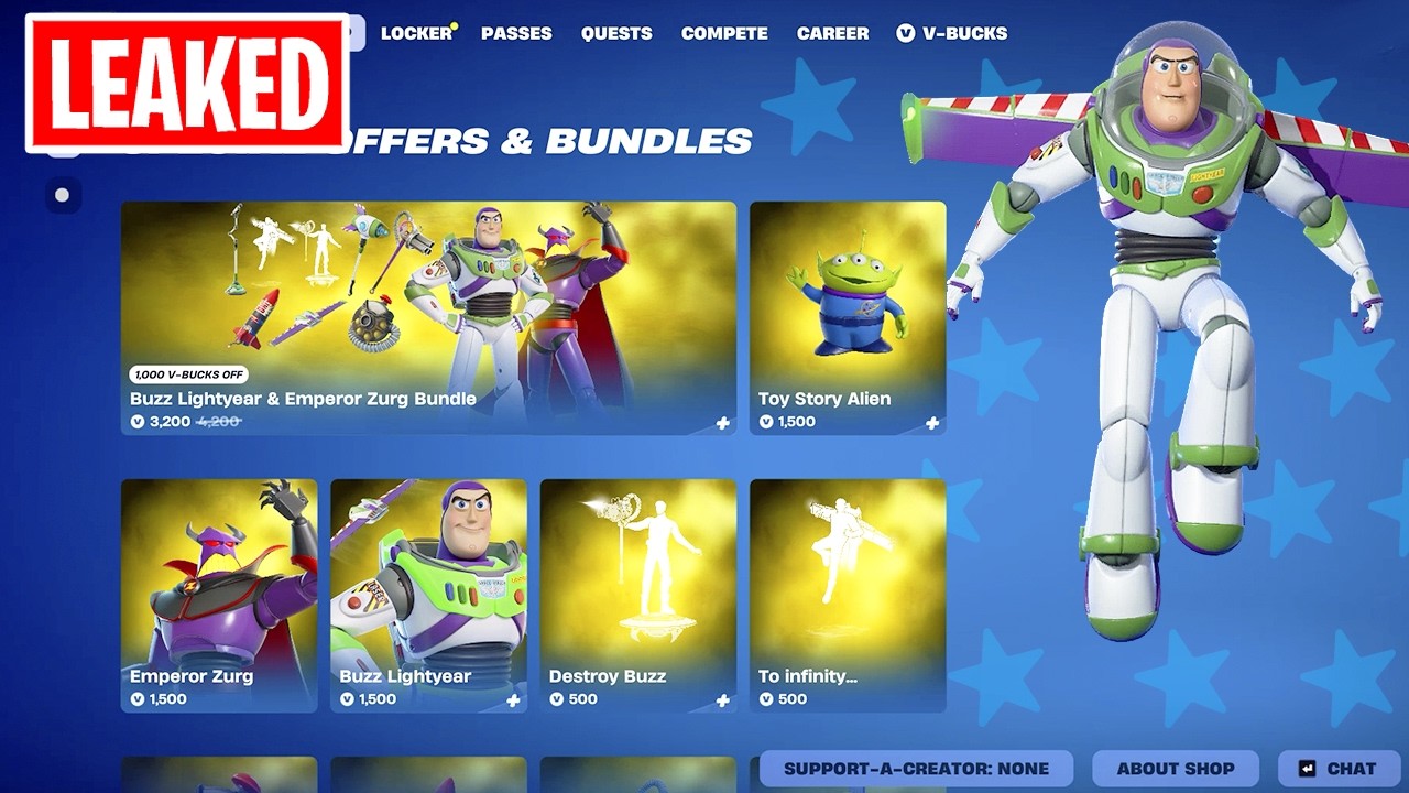 NEW Toy Story ITEM SHOP in Fortnite! Buzz Lightyear & Emperor Zurg Bundle EARLY Showcase