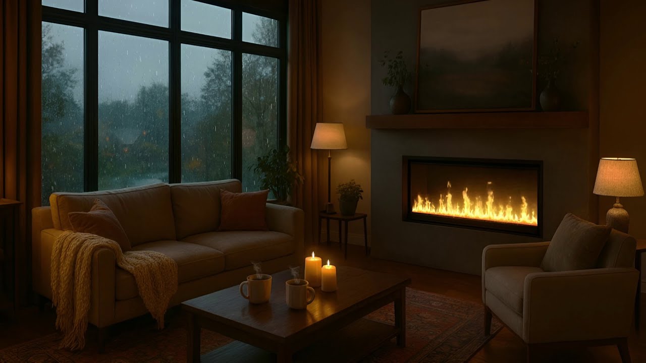 Ultimate Rainy Night Ambience 🌧️ 10 Hours of Rain, Thunder & Crackling Fireplace for Deep Sleep | 4K