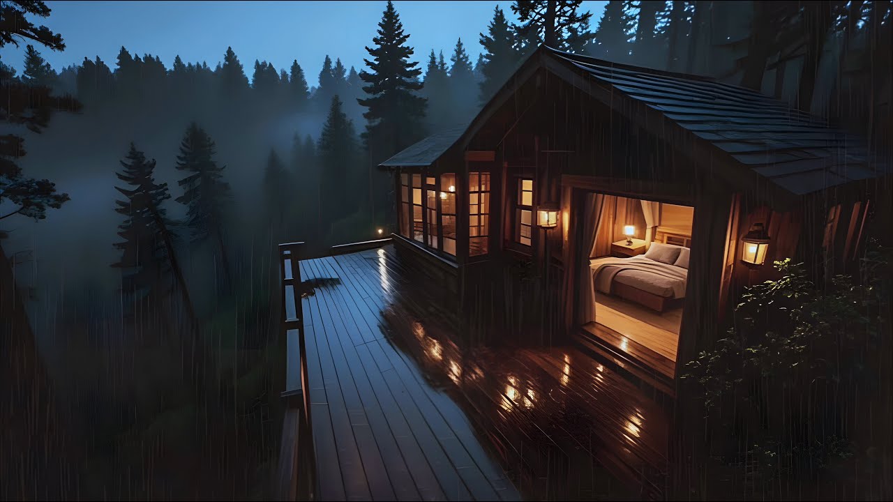 Soft Night Rain – Deep Sleep | Peaceful Cabin Ambience