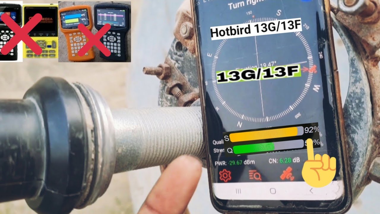 how to V8 finder GT media with satellitefinder | Dish setting mobile app 13e 13G 13F