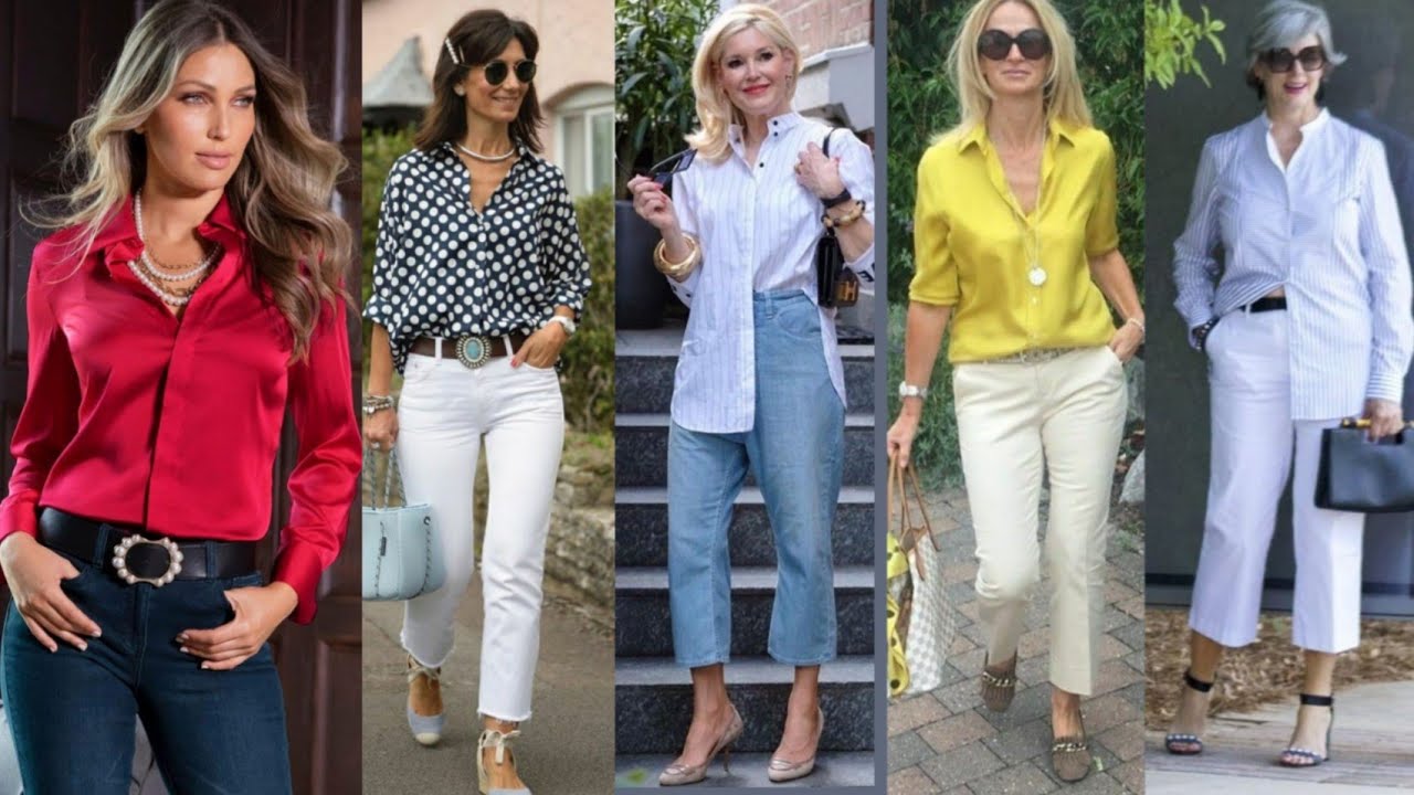 ESTILOS DE CAMISAS/ OUTFITS IDEAL PARA MUJERES MADURAS DE 40 50 60 Y 7O AÑOS  MODA CAMISAS MODERNAS