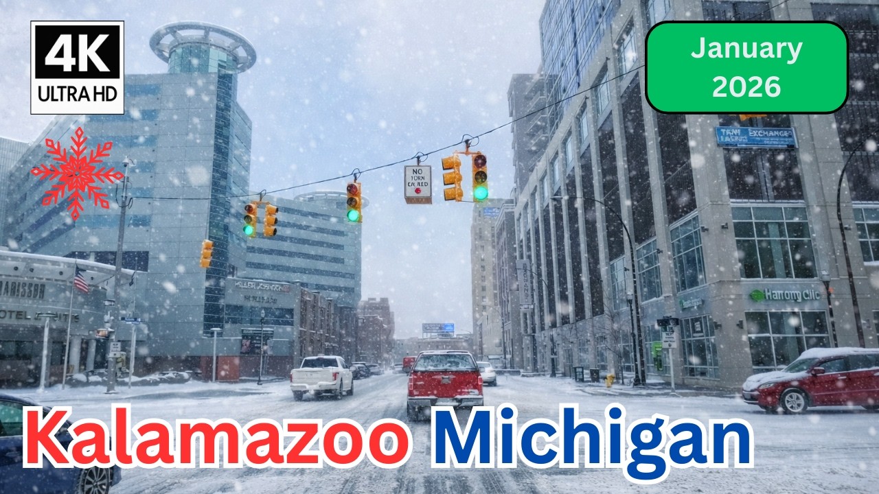 Snow Covering Kalamazoo Streets During Winter Storm