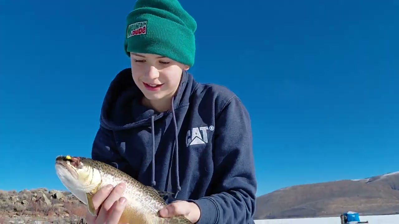 # three fish in four minutes ## ice fishing utah##