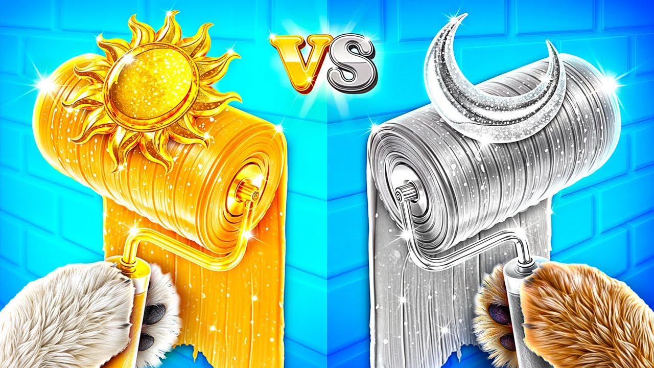 Jak zrobić tajny pokój dla kociąt! Zwierzaki słońce kontra księżyc! Wyzwanie domu w jednym kolorze!