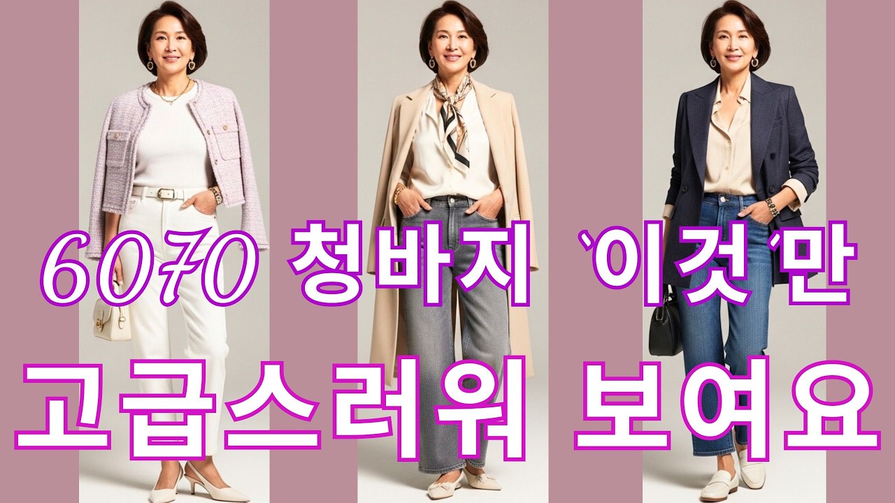 【동안 분위기 비밀】명품 없이도 고급스러워 보이는 6070 청바지 코디 5가지, 이 영상 하나로 끝 마지막 5번째 필수