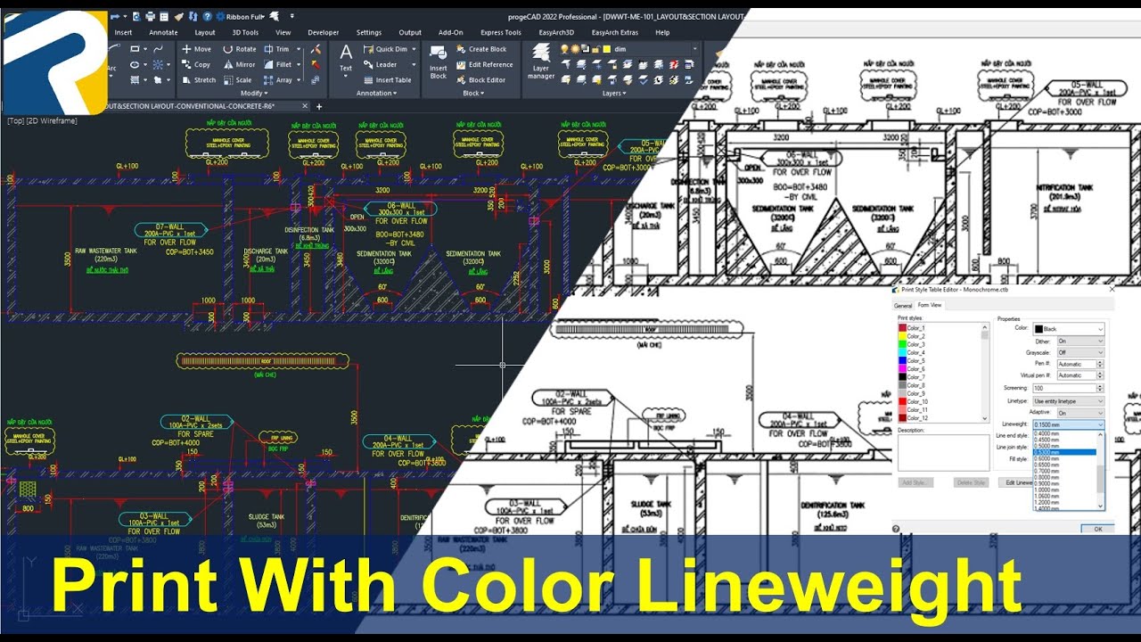How To Print Drawing With Color Lineweight in progeCAD Professional (progeCAD 2022)