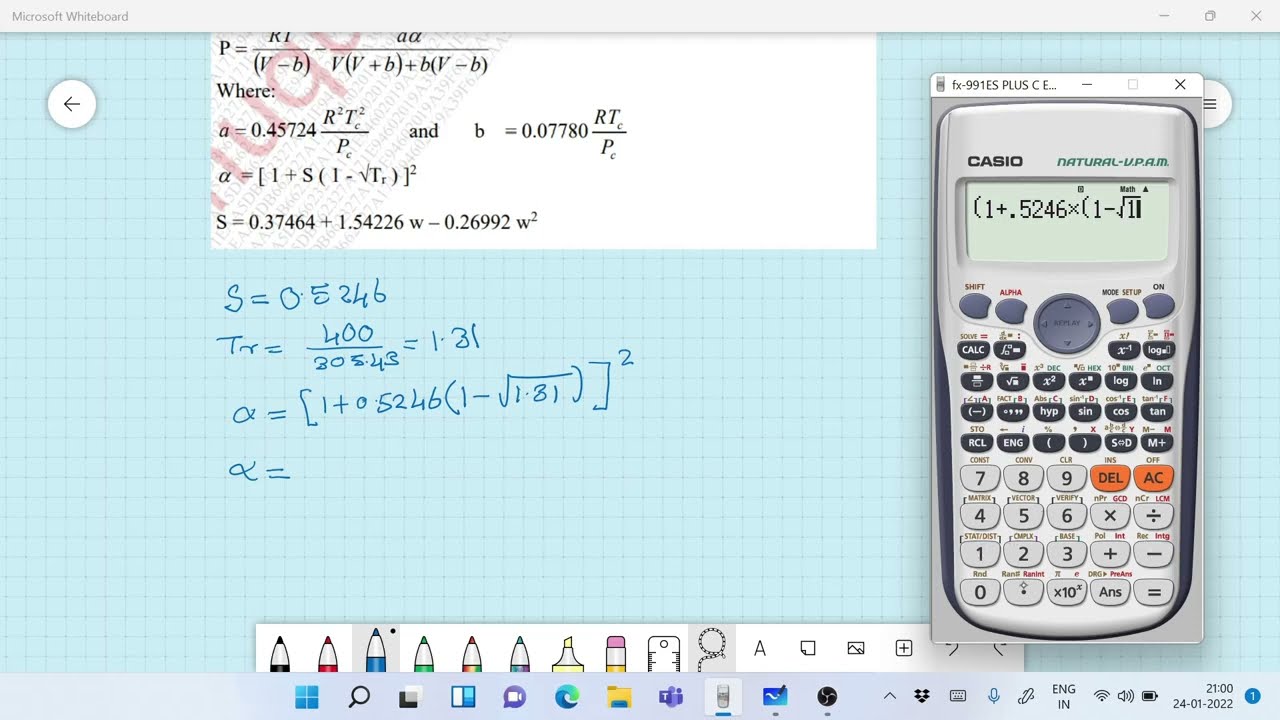 Volume of Ethane using Peng Robinson Equation of state