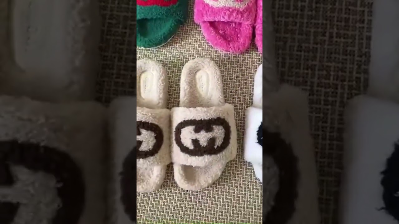 Women winter warm real sheep fur slides slippers sandals with luxury designer brand logo for fashion