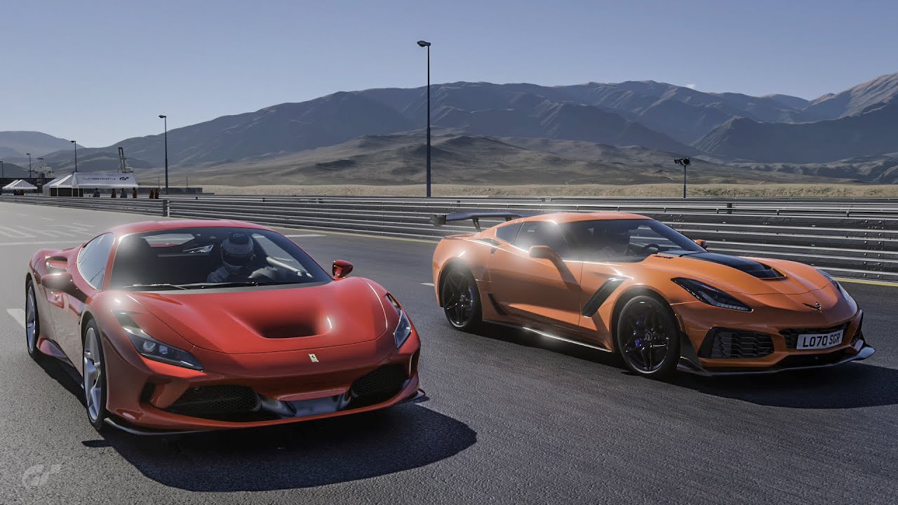 Gran Turismo 7 Drag race: Ferrari F8 Tributo vs Corvette C7 ZR1