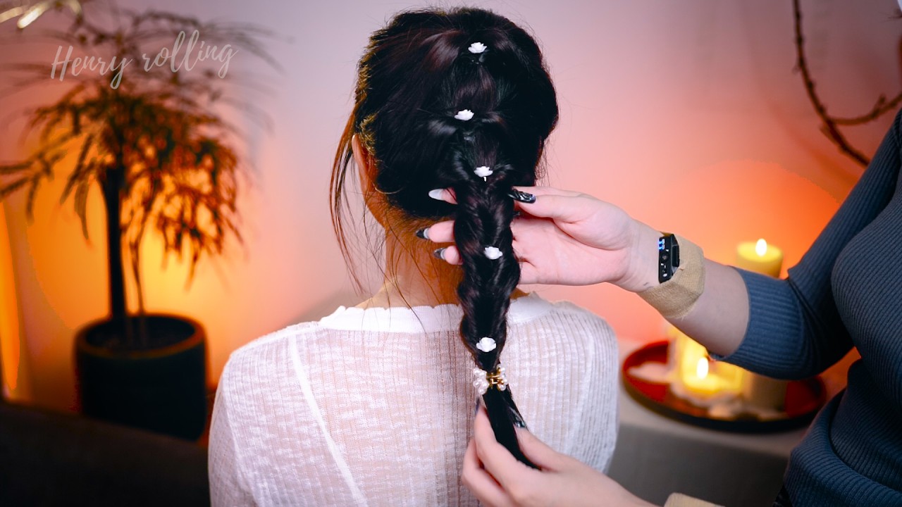 Asmr Perfectionist Mermaid Braid Hair Styling With Flowers Accesories | Hair Braiding, Brushing