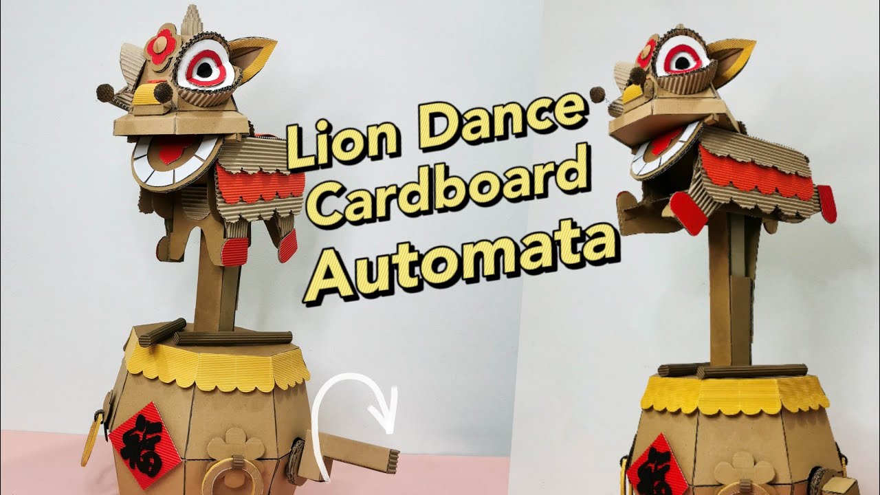 Lion Dance Cardboard Automata | 纸皮机械舞狮制作