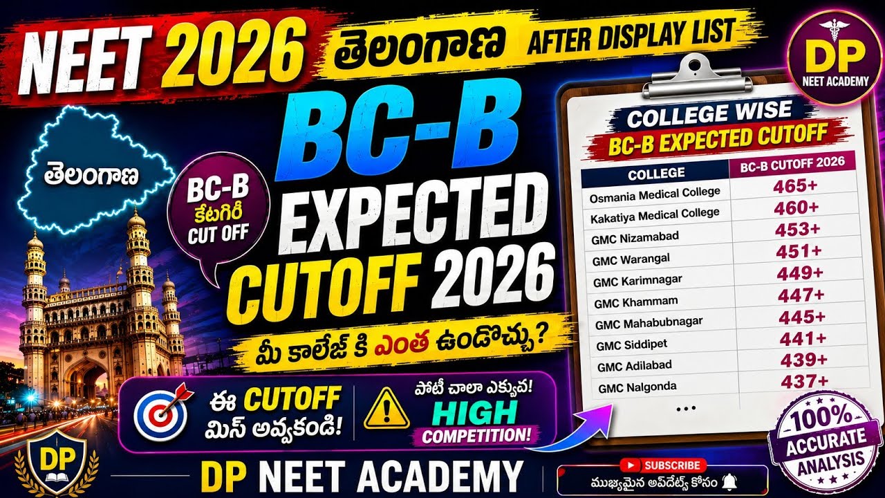 BC B CUTOFF | TELANGANA NEET CUTOFF 2026 | TELANGANA COLLEGE WISE NEET CUTOFF 2026 | #latestupdate 