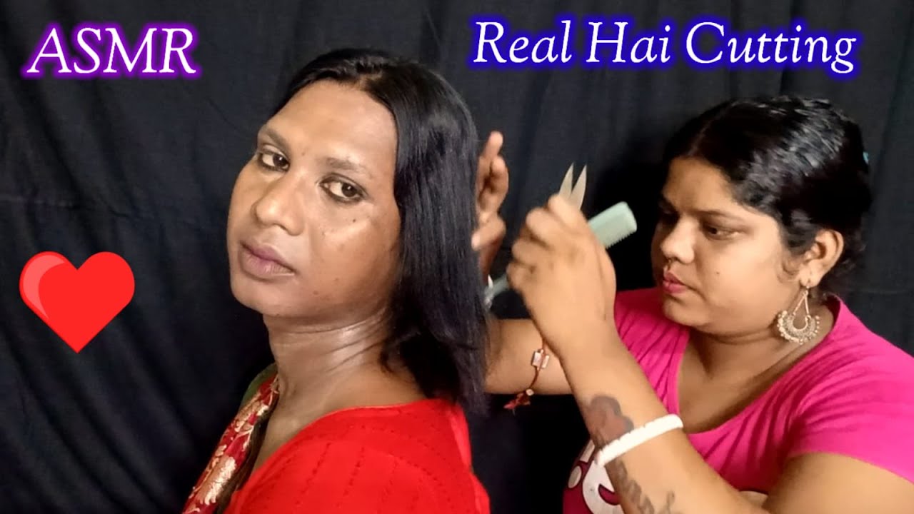 ASMR~Doing My Elder Brother Indian Girl Layer Real Hair Cutting ( Whispering) @asmrsangi7044 ✂️💇