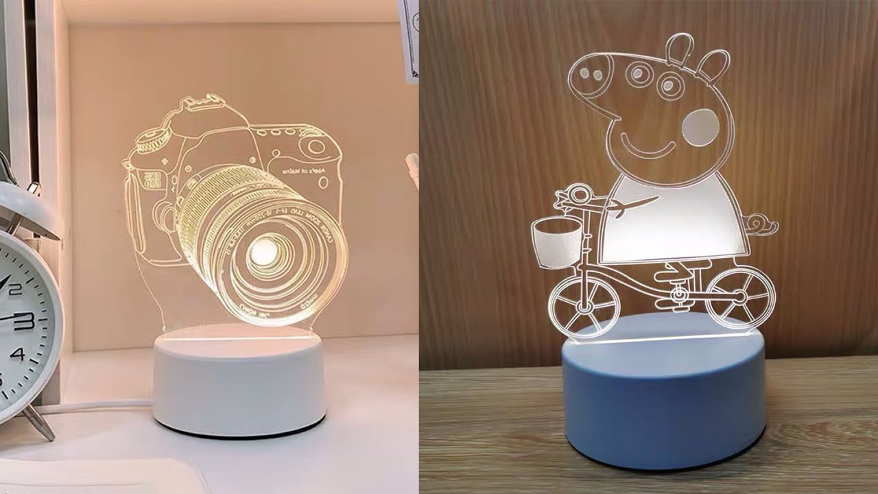 How to use acrylic to make 3D illusion night lights LED table lamp DIY
