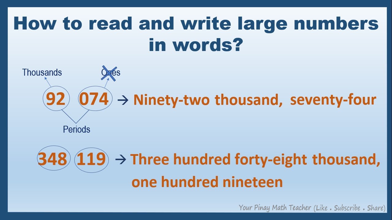 Gr3-5: Reading and Writing Large Numbers In Words | Pinay Math Teacher