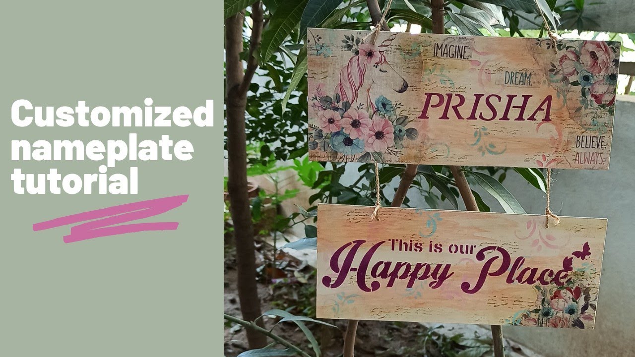 How to make nameplate at home | DIY customized nameplate| Decoupage nameplate tutorial