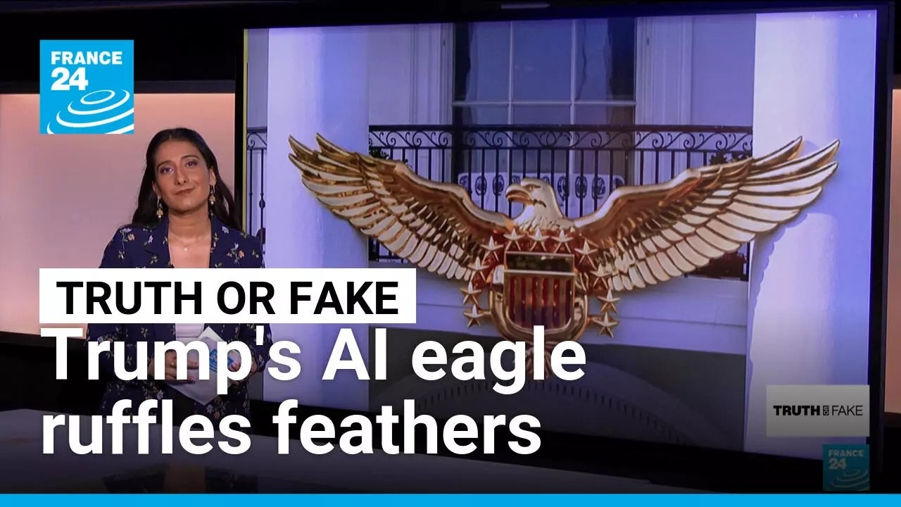 Trump mocked for posting 'tacky' AI golden eagle on White House balcony &bull; FRANCE 24 English