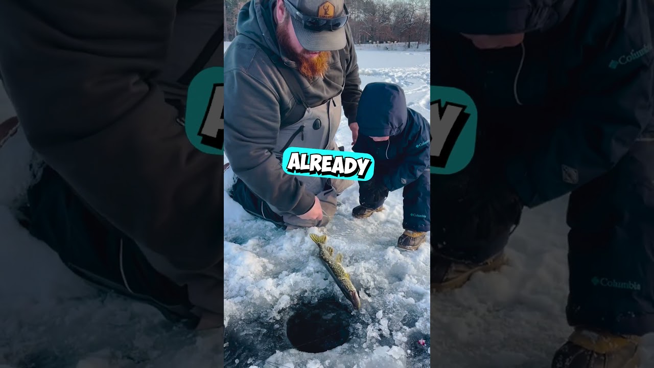 He went ice fishing for the first time 😳 #shorts