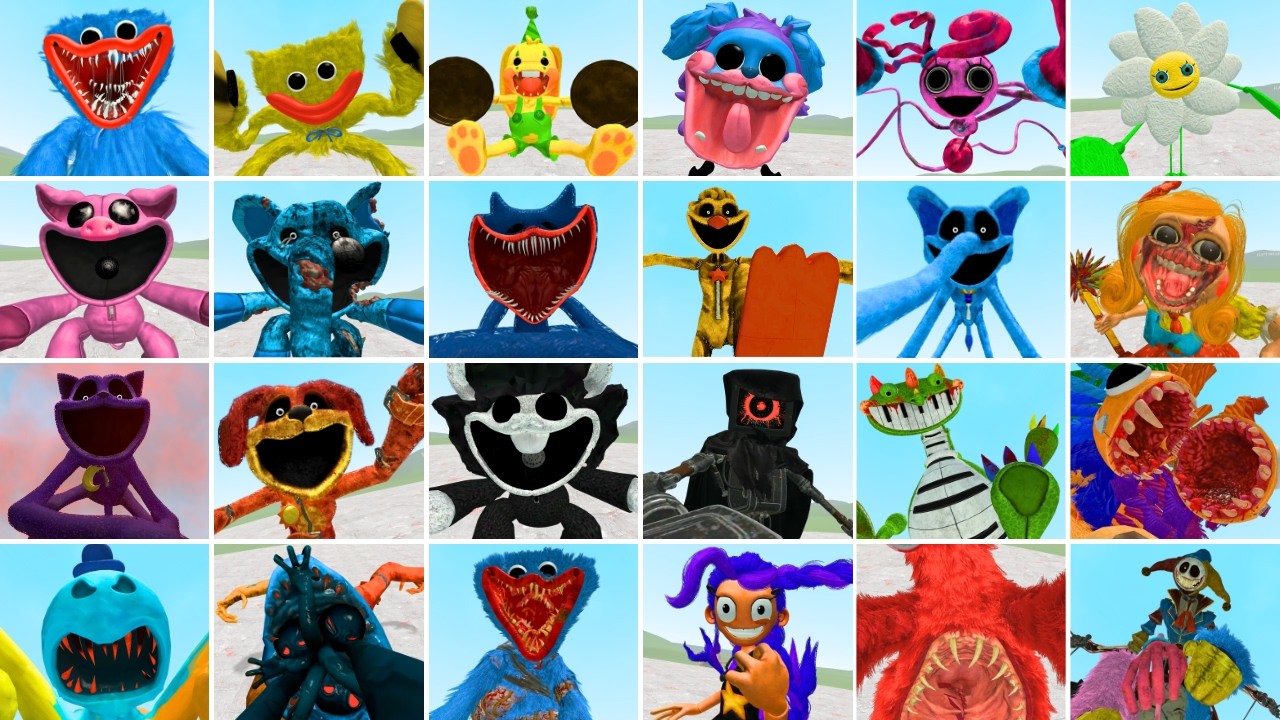 All Poppy Playtime Chapter 1 To 5 Monsters Jumpscare In Garry's Mod