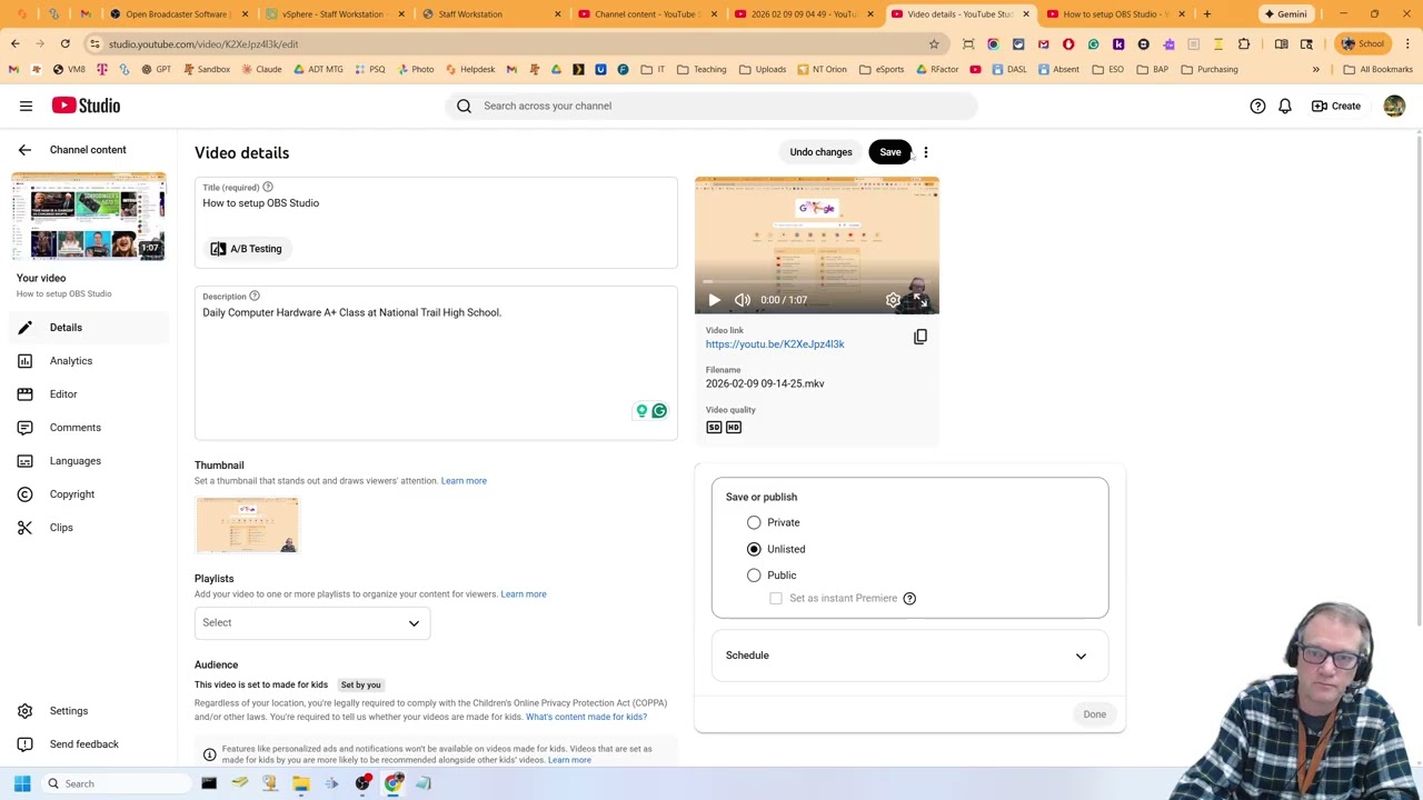 Загрузка записанного видео на YouTube