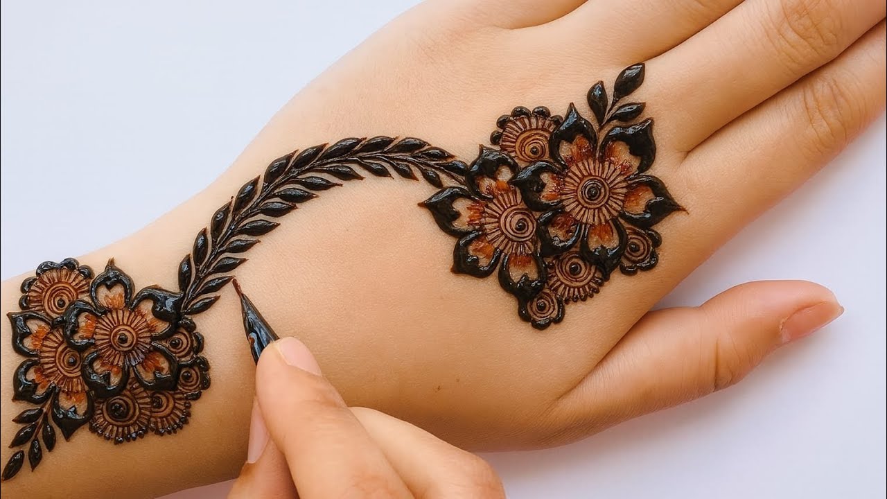 “Simple Arabic Mehndi Design | Easy Back Hand Floral Henna Tutorial 2025”